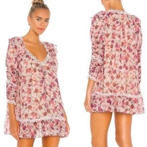 STRANGERS & LOVERS Coquette Floral Ruffle Mini like Evie Tea Rose Swing …